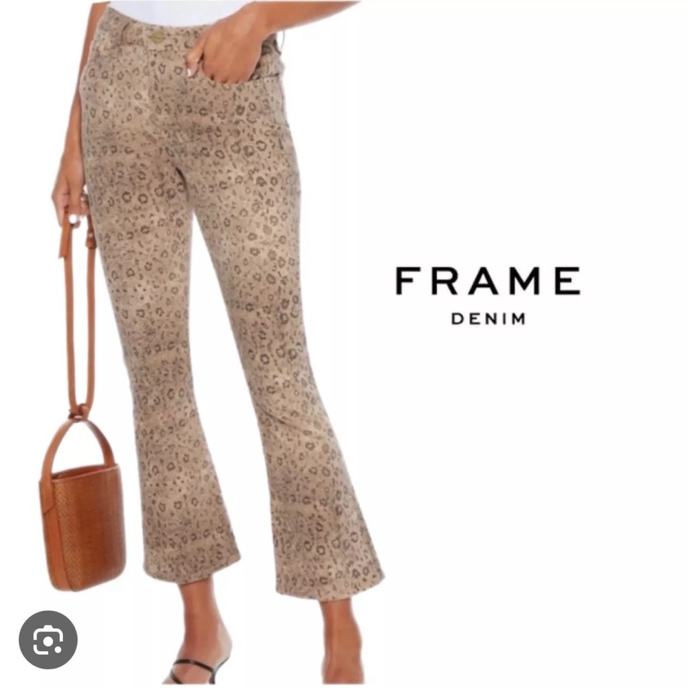 Frame Le Crop Mini Boot snake-print mid-rise bootcut jeans Size 28